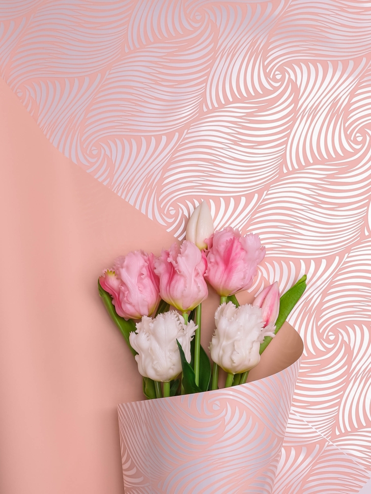 Пленка матовая  Пастель 58см х 10м глянец на втулке, Бриз пудра