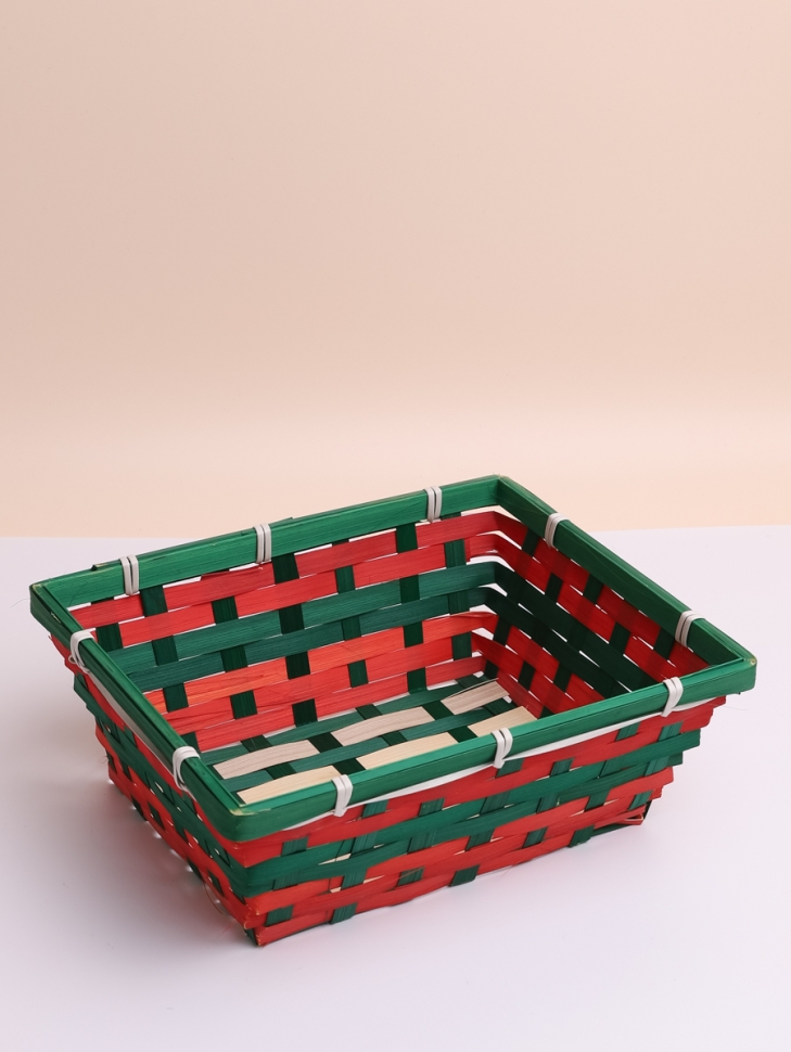 Кашпо плетеное бамбук Прямоугольник 24х20х10см зеленый/красный Кашпо плетеное бамбук Прямоугольник 24х20х10см зеленый/красный