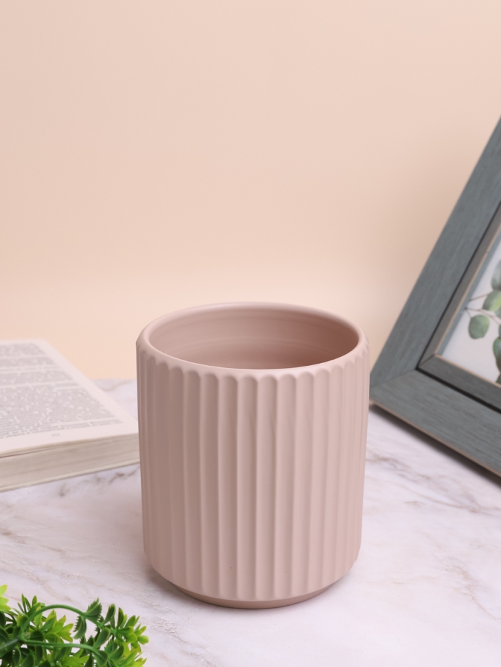 Кашпо керамика 11,5х13,5см пудровый