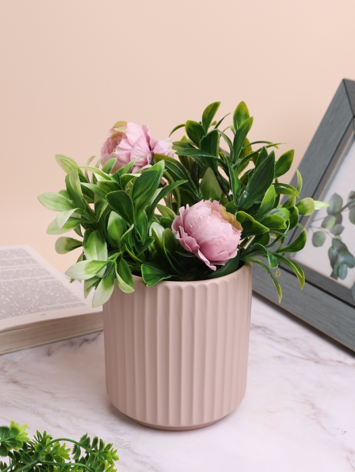 Кашпо керамика 11,5х13,5см пудровый