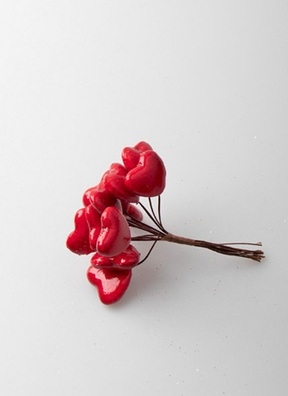 Вставка Сердце на проволоке 12шт 2,7х2,5х12см К красный