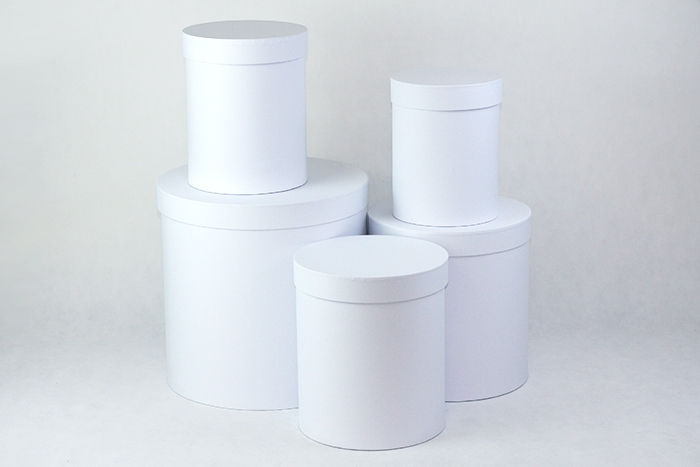Коробка цилиндр набор из 5шт h30xd30см №83 однотонный белый