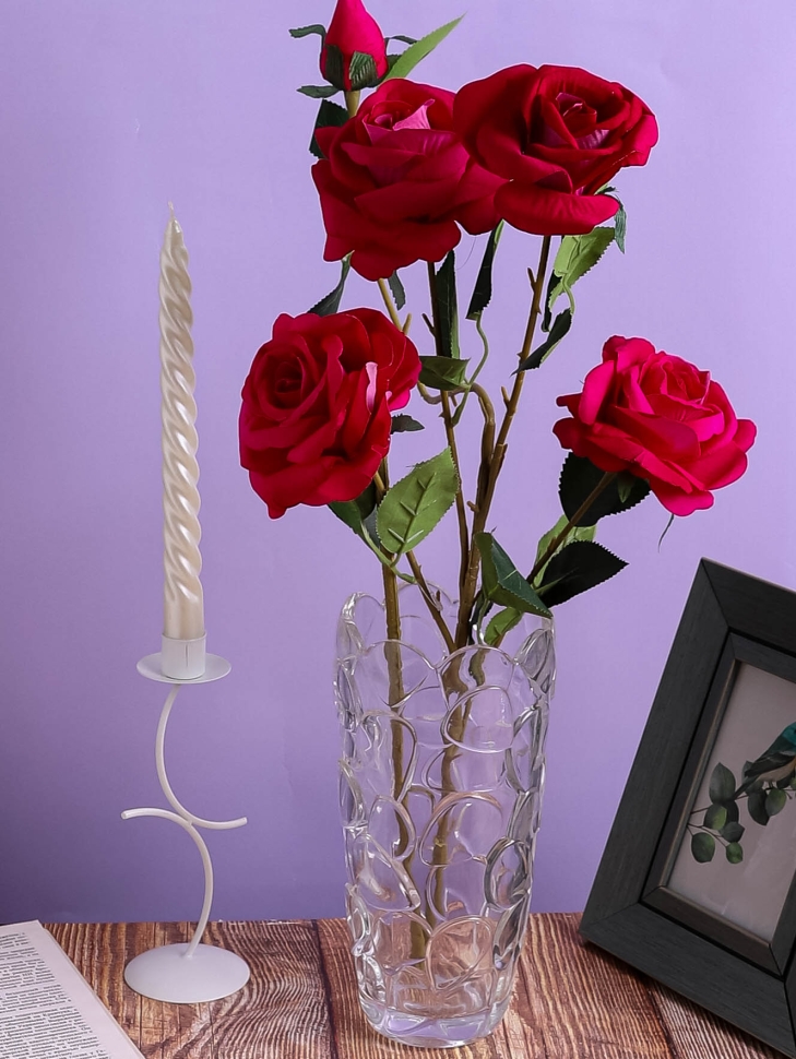 Ваза стекло Коническая H24 D12см К рельефная Ваза стекло Коническая H24 D12см К рельефная