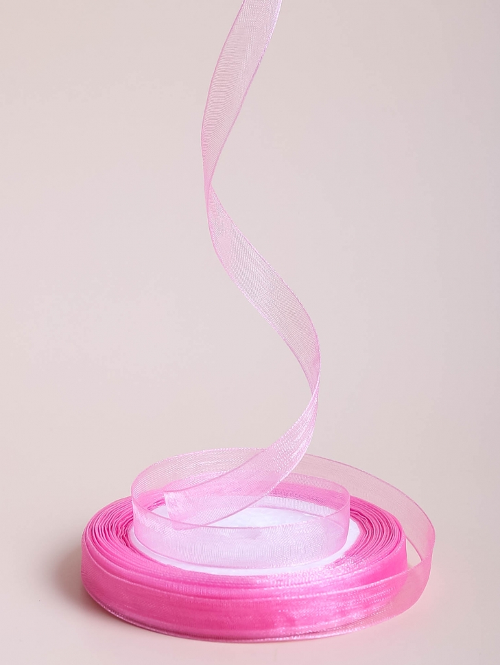 Лента органза  9мм х 25 ярд розовый