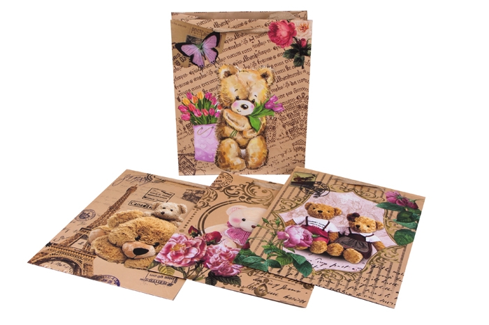 Сумочка подарочная крафт 18 х23х10см Мишки Сумочка подарочная крафт 18 х23х10см Мишки