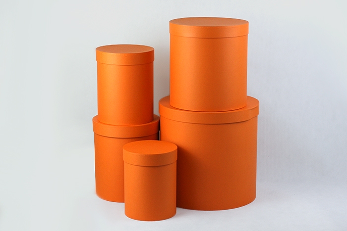 Коробка цилиндр набор из 5шт h30xd30см №83 однотонный оранжевый Коробка цилиндр набор из 5шт h30xd30см №83 однотонный оранжевый