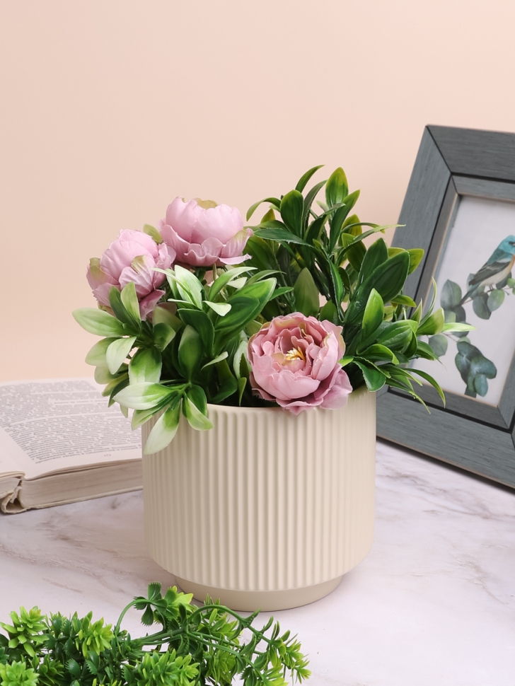 Кашпо керамика 13,1х12,3см кремовый