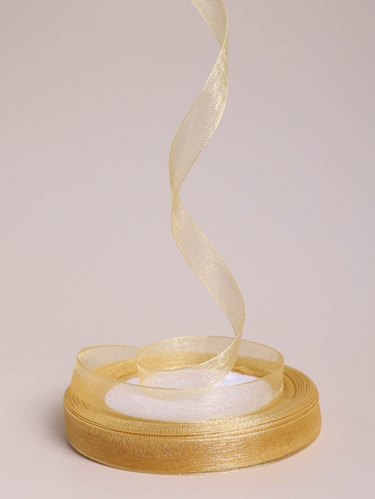 Лента органза  9мм х 25 ярд бежевый