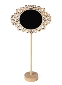 Грифельная табличка на подставке овал 10x8см ажурный край