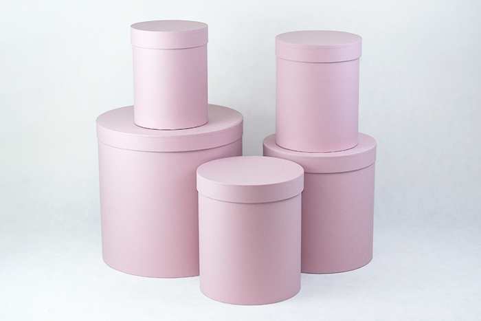 Коробка цилиндр набор из 5шт h30xd30см №83 однотонный пудра Коробка цилиндр набор из 5шт h30xd30см №83 однотонный пудра