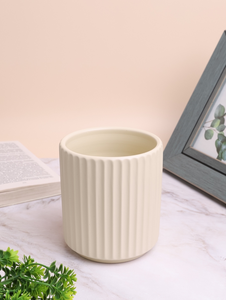 Кашпо керамика 11,5х13,5см кремовый