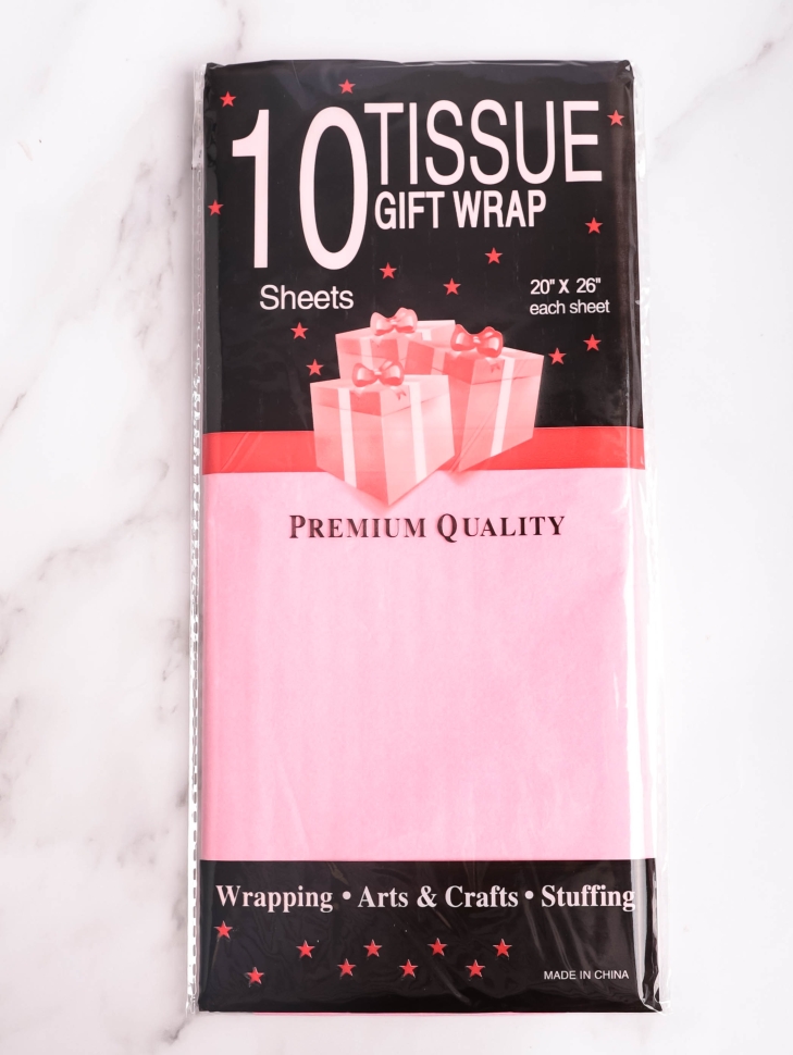 Бумага тишью  50х66см,10 лист. розовый