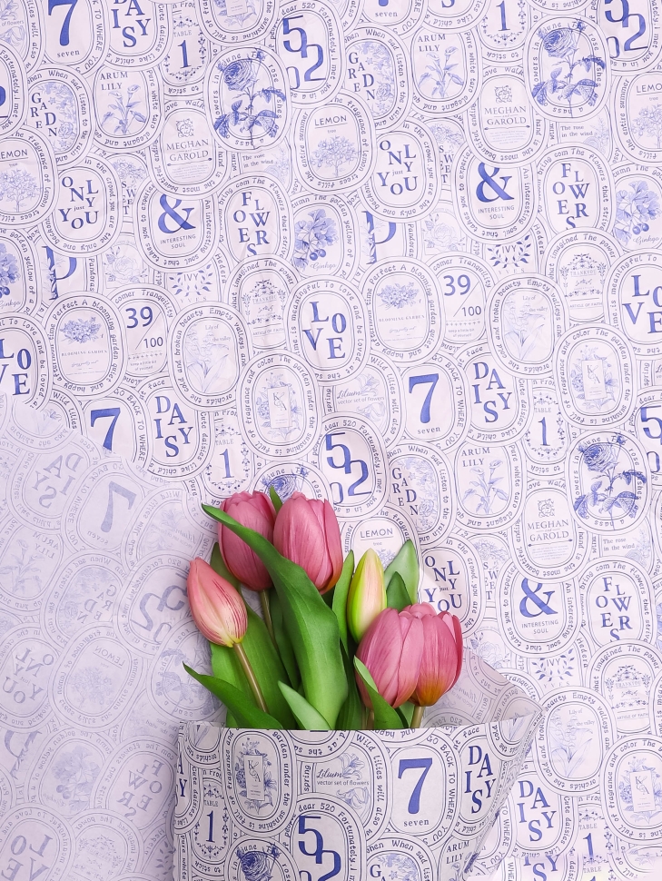 Бумага тишью 50х70см, 20лист. знаки любви голубой Бумага тишью 50х70см, 20лист. знаки любви голубой