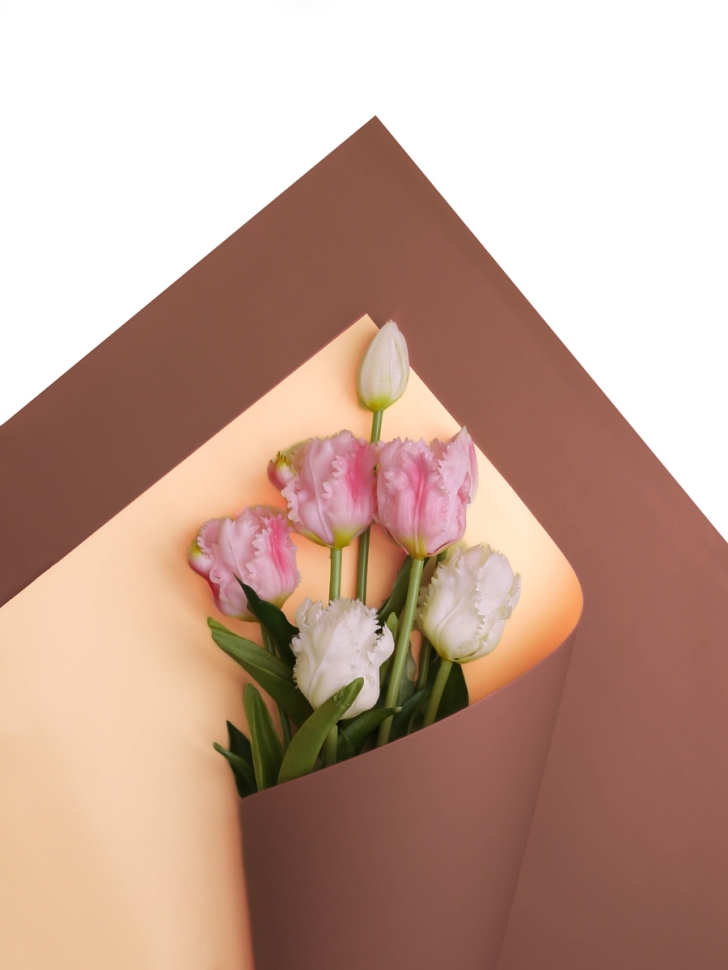 Пленка матовая 58смх58см 10 листов 65мкм двухцветная капучино/песочный