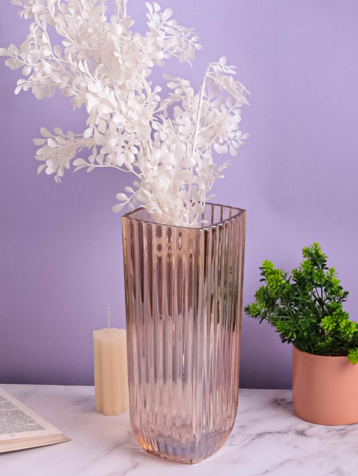 Ваза стекло Квадратная H29х11см К рельефная золотистый Ваза стекло Квадратная H29х11см К рельефная золотистый