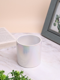 Кашпо керамика 10х10см перламутр белый