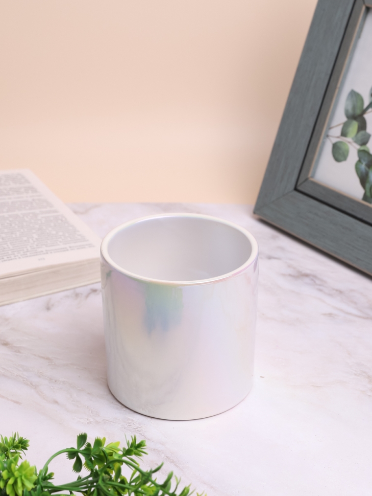 Кашпо керамика 10х10см перламутр белый Кашпо керамика 10х10см перламутр белый