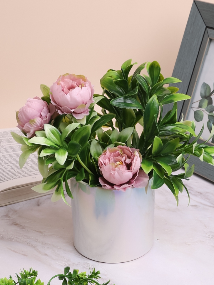 Кашпо керамика 10х10см перламутр белый Кашпо керамика 10х10см перламутр белый