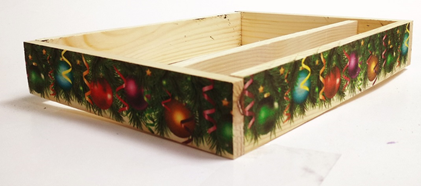 Ящик подарочный НГ 25,5х20х5см с разделителем новогодний №1