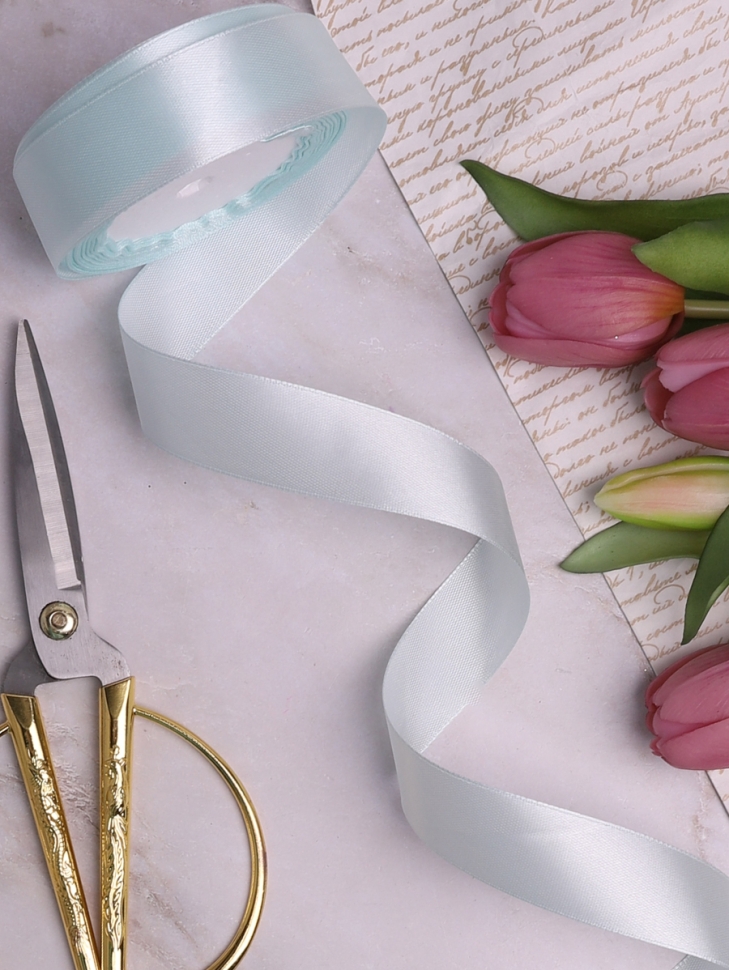 Лента атласная 25мм х 25 ярд  JD небесный