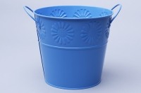 Кашпо металл ведро 16х17,5см с двумя ручками синее