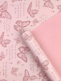 Пленка матовая 65мкм 58см х 10м Бабочки розовый