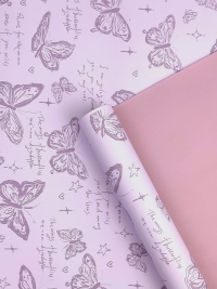 Пленка матовая 65мкм 58см х 10м Бабочки сиреневый