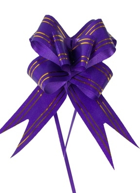Бант-бабочка с золотой полосой 2,8х45см, 10 шт фиолетовый