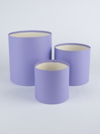 Коробка цилиндр набор из  3шт К d20хh22 - d13,5хh13см б/крышки лавандовый