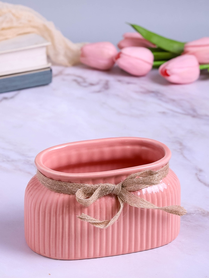 Кашпо керамика 14,5х8,5х8см ZY9827-1-2 розовый Кашпо керамика 14,5х8,5х8см ZY9827-1-2 розовый