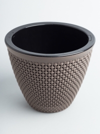 Кашпо из пластика "Ротанг" 3л. h16.5см,d19 мокачино