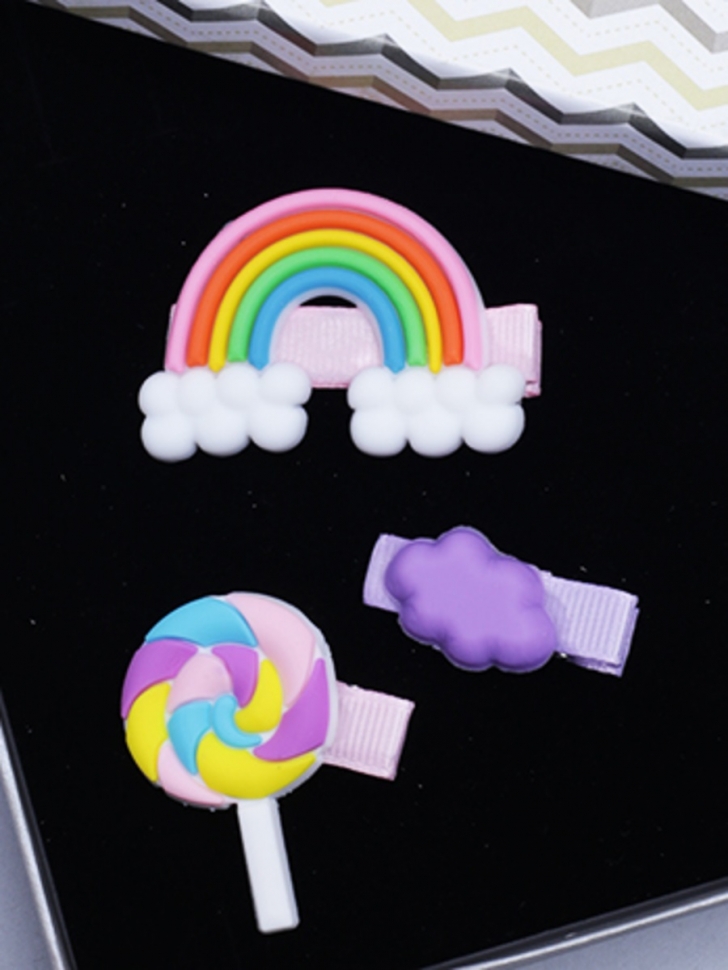 Зажимы набор из 3 шт, Радуга сиреневый