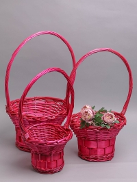 Корзина плетеная (ива) 3шт D29х16/48см розовый A-4-3
