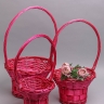 Корзина плетеная (ива) 3шт D29х16/48см розовый A-4-3 Корзина плетеная (ива) 3шт D29х16/48см розовый A-4-3