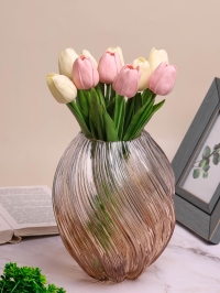 Ваза стекло Гармония h21 d18см К золотистый