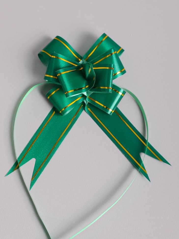 Бант-бабочка с золотой полосой 2,3х45см, 10 шт зеленый