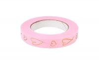 Лента простая 2/50 с сердцами, тиснение РД розовая