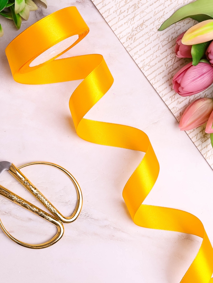 Лента атласная 20мм х 25ярд JD желтый Лента атласная 20мм х 25ярд JD желтый