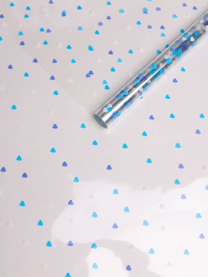 Пленка цветная Сердечки конфетти 70см лаванда Пленка цветная Сердечки конфетти 70см лаванда