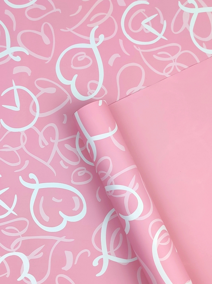 Пленка матовая 65мкм 58см х 10м Время любви розовый Пленка матовая 65мкм 58см х 10м Время любви розовый