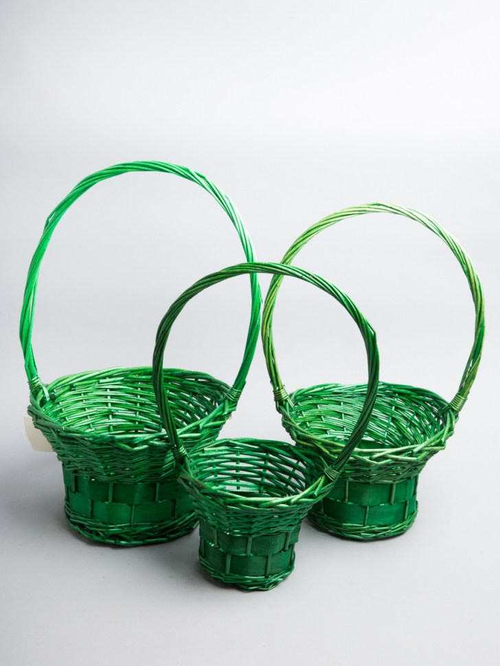 Корзина плетеная (ива) 3шт D29х16/48см зеленый A-4-5 Корзина плетеная (ива) 3шт D29х16/48см зеленый A-4-5