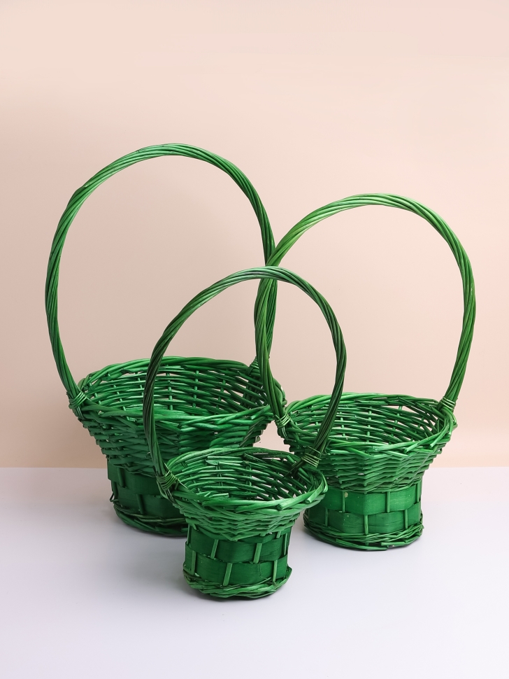 Корзина плетеная (ива) 3шт D29х16/48см зеленый A-4-5 Корзина плетеная (ива) 3шт D29х16/48см зеленый A-4-5