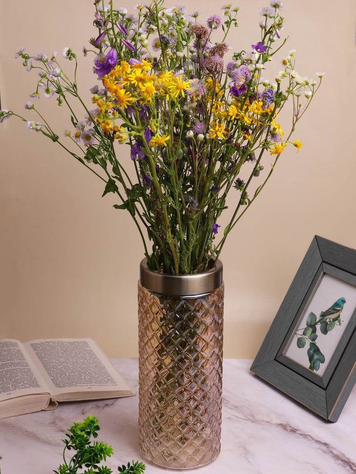 Ваза стекло h27 d11/10см К 302 золотистый