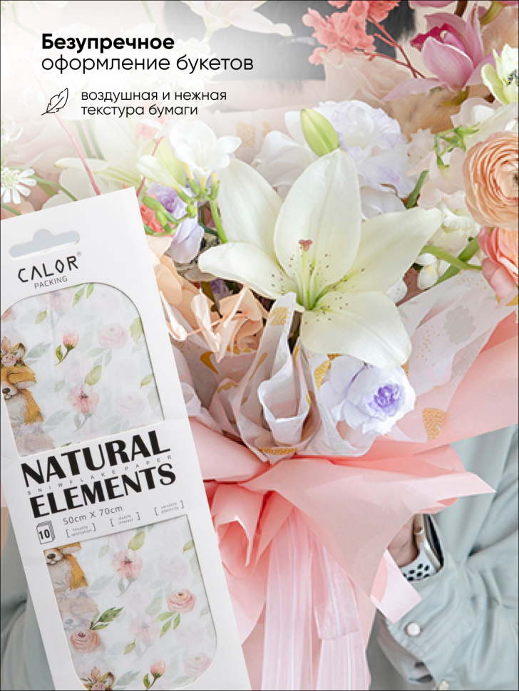 Бумага тишью  50х70см, 10 лист. лисы 07