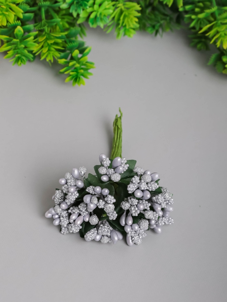 Тычинки для искусственных цветов К 12шт. серебро