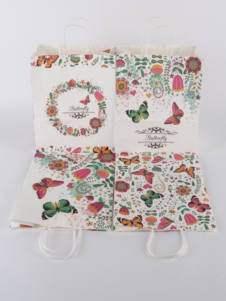 Сумочка крафт Бабочки 728-166 25,5х33х12,5см микс Сумочка крафт Бабочки 728-166 25,5х33х12,5см микс