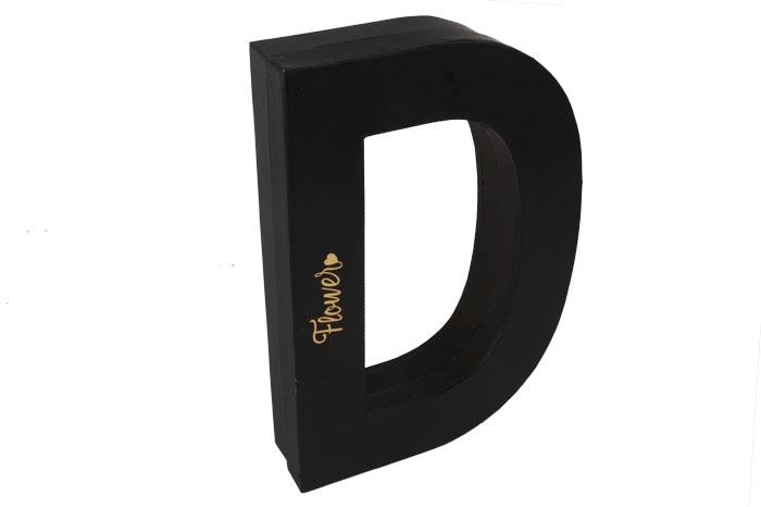 Коробка для цветов 33.8x23.2x6см Буква D черная