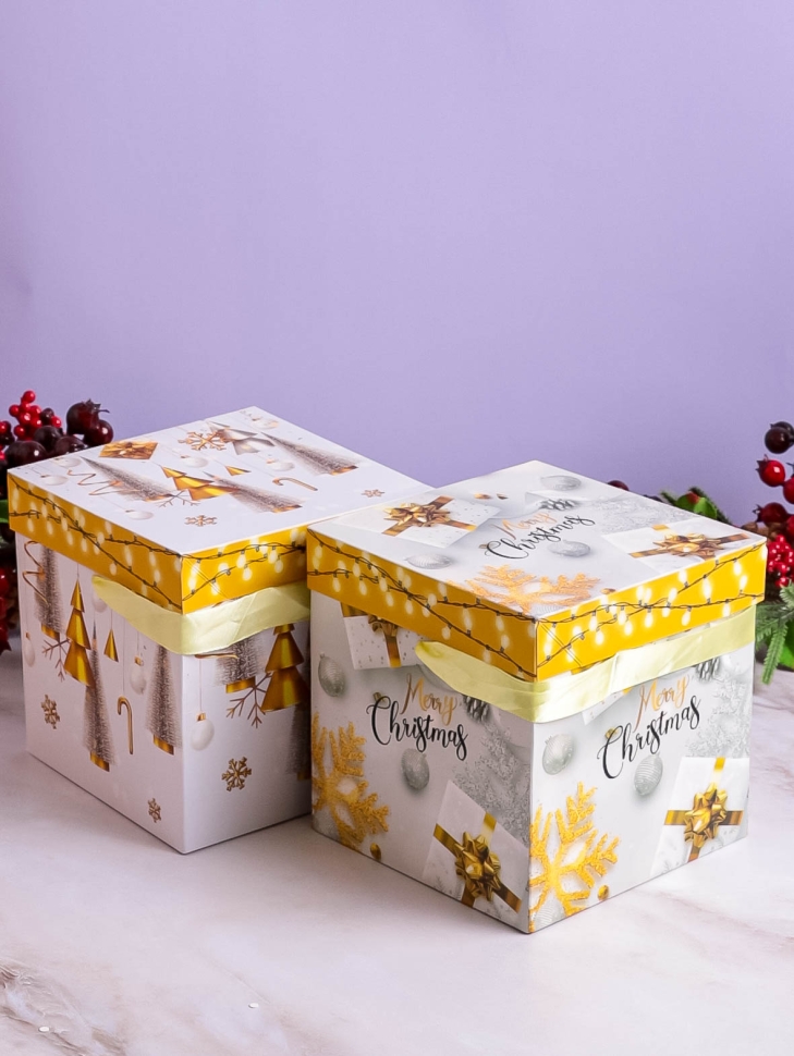 Коробка НГ квадрат 15х15х15 см GYH22627-105 микс