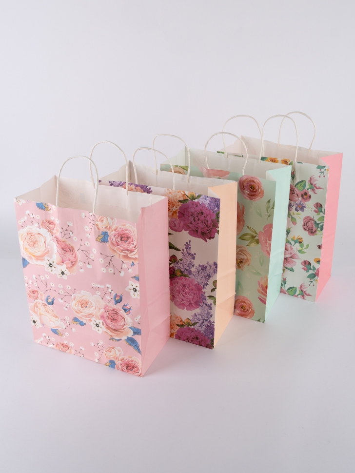 Сумочка крафт Цветы 728-167 15х21х8см микс Сумочка крафт Цветы 728-167 15х21х8см микс