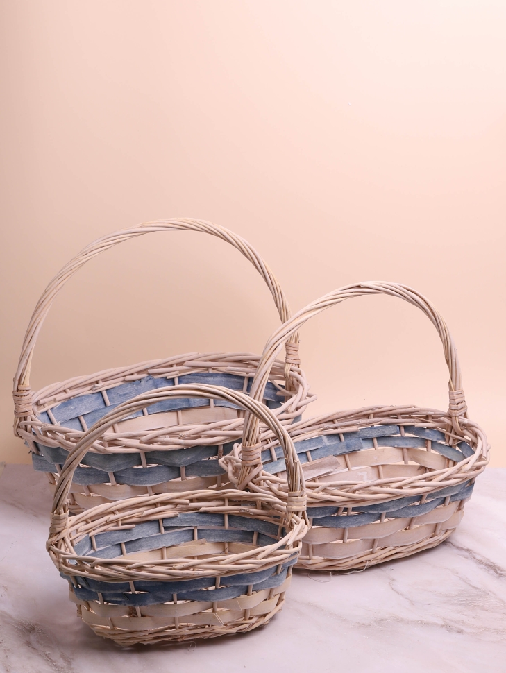 Корзина плетеная (ива) 3шт 38x30х13/36см A-5-1